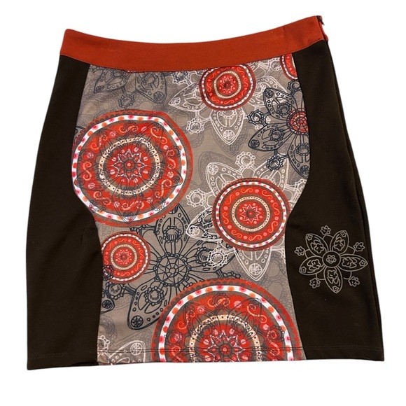 Smash! Size L fabric orange and brown side zipper shift - Picture 1 of 9